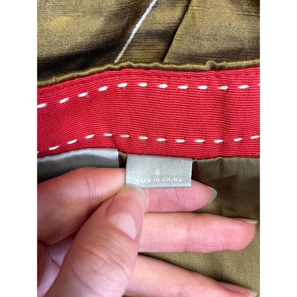 MAEVE by ANTHRO Green Gold Feathered Village Bird Pleated Skirt - Picture 9 of 12